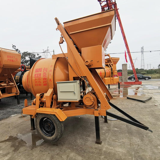 Mobile Concrete Mixers with Drum and Discharge Chute for Ready-Mix Concrete Applications and Mixing Materials on Industrial Sites, Construction Projects and in Remote Locations
