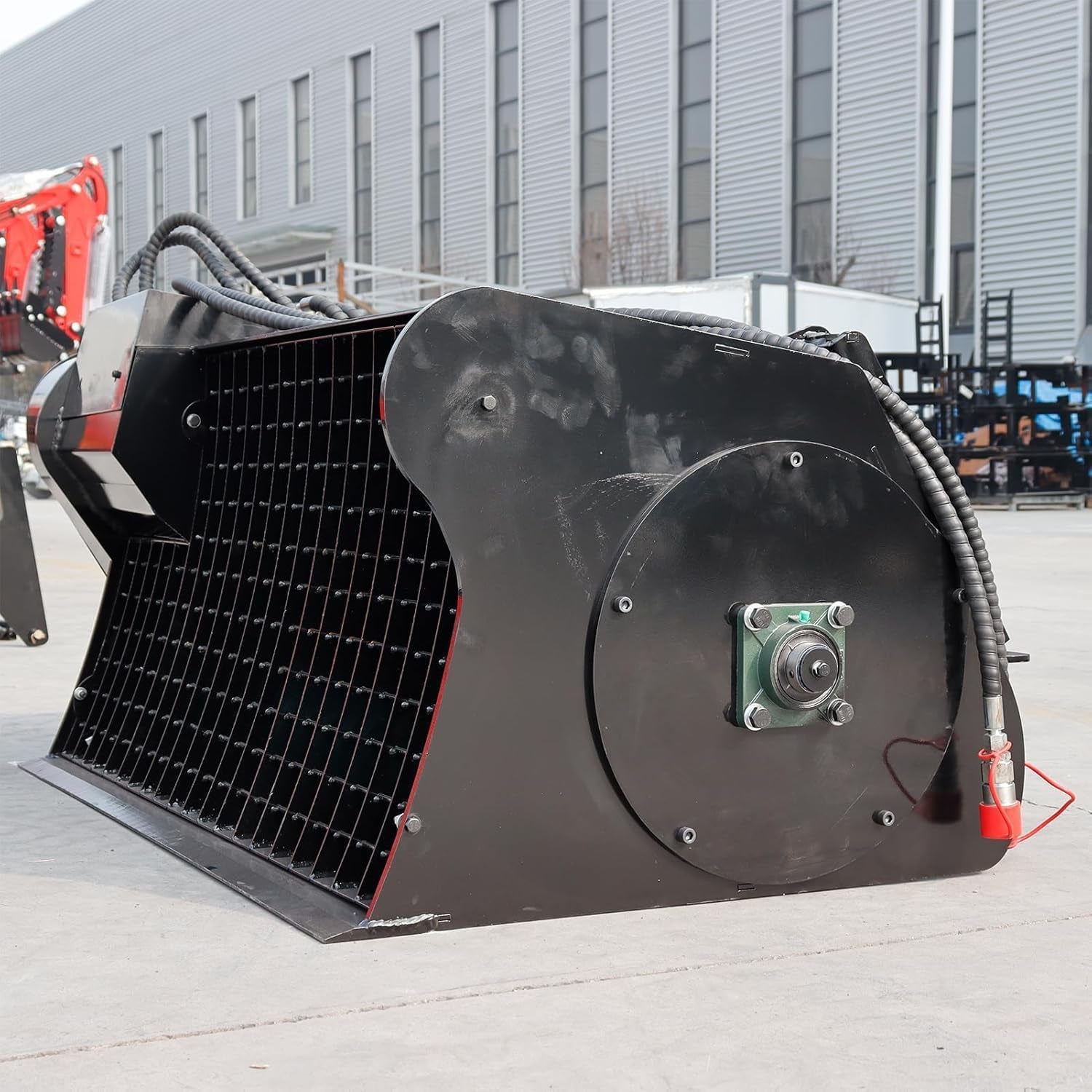 MIVA 48 Inch Concrete Mixer Attachments for Skid Steer, 1220 Mm Heavy-Duty Hydraulic Mixing Bucket, 350L Cement Auger Bucket Removable Screen Compatible with Bobcat Skid Steer Loader