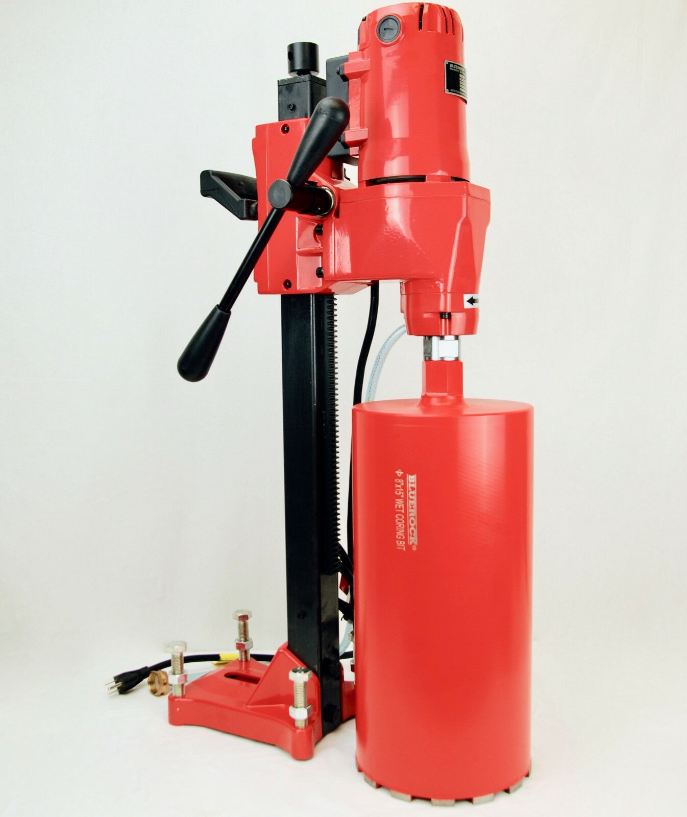 BLUEROCK 8Z1RB Concrete Core Drill with Rolling Base Stand + 1" - 8" Wet Bit Set