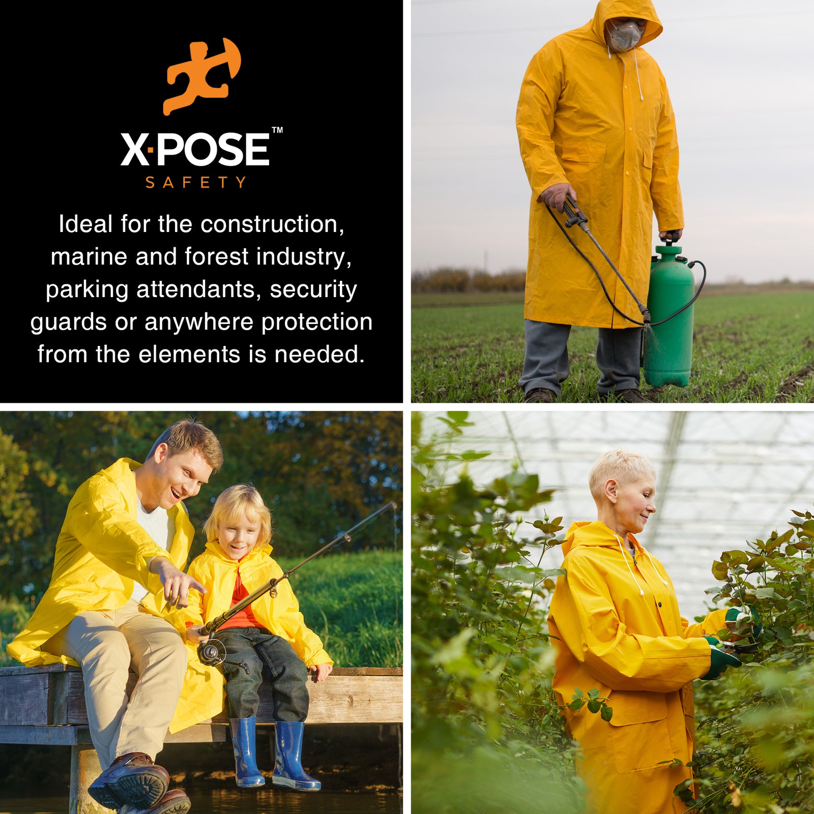 Heavy Duty Yellow Rain Coat .35Mm PVC 48In Jacket with Detachable Hood, M