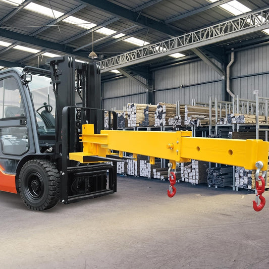 Adjustable Forklift Jib Boom Crane, Telescopes 83“～149",Two Swivel Hooks,6600Lbs