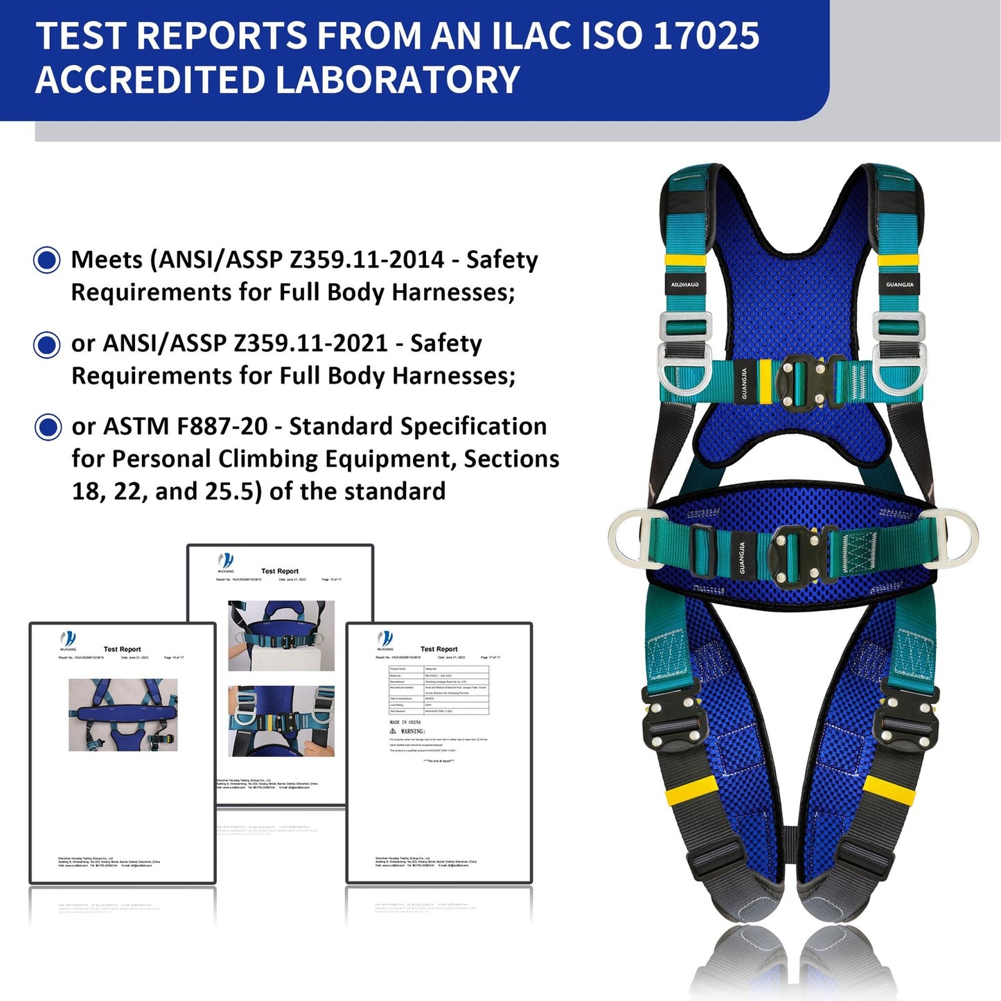 Full Body Protection Safety Harness 5Pt Adjustment Safe Comfortable Construct...