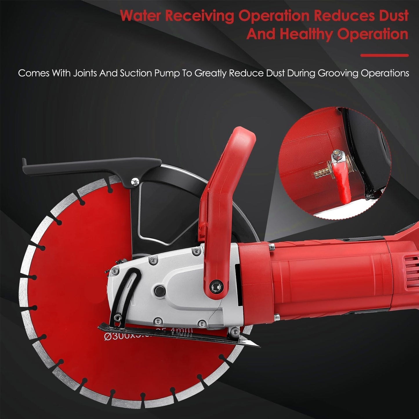 14" Circular Concrete Cut off Saw Wet Dry Concrete Saw Cutter W/Water Pump&Blade