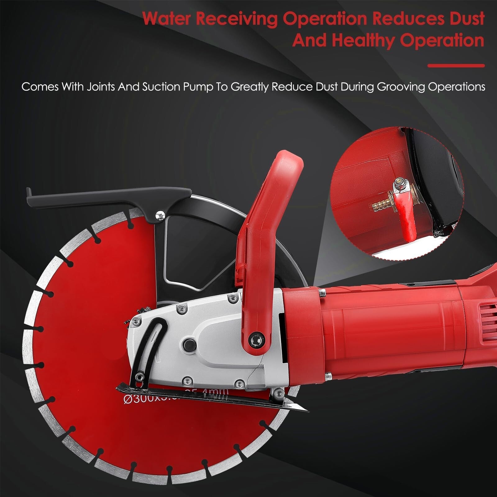 14" Circular Concrete Cut off Saw Wet Dry Concrete Saw Cutter W/Water Pump&Blade