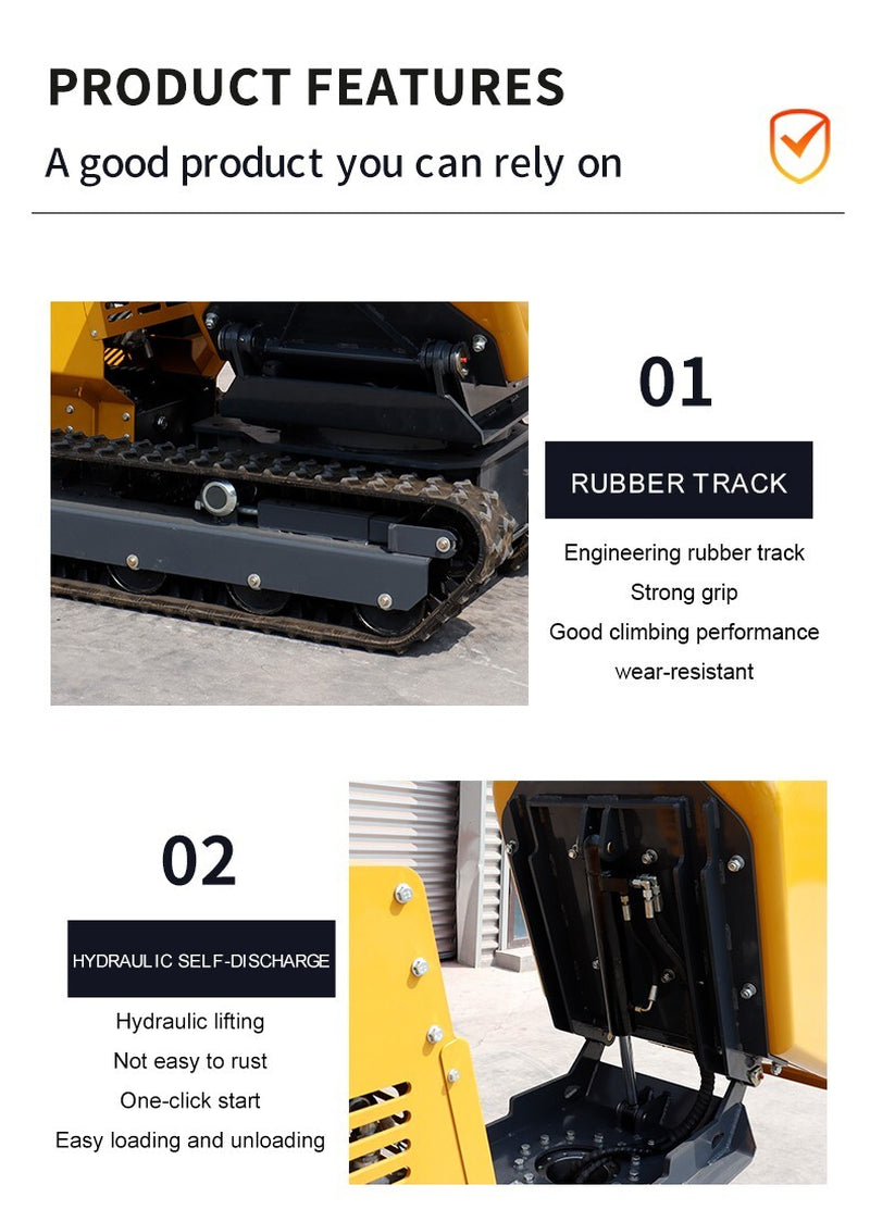BID for Tracked Hydraulic Mini Dumper 13.5HP Gas EPA Truck for Construction